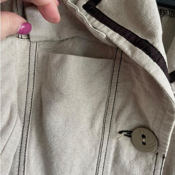Harve Bernard Women Cropped Jacket 4 Beige Brown Trim Scabby Chic Boho Y2K Retro - Picture 9 of 15